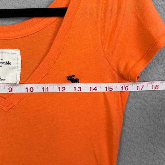 Y2K Vintage Style Abercrombie & Fitch Chelsea Tee Bright Orange Cap Sleeve - Picture 3 of 6